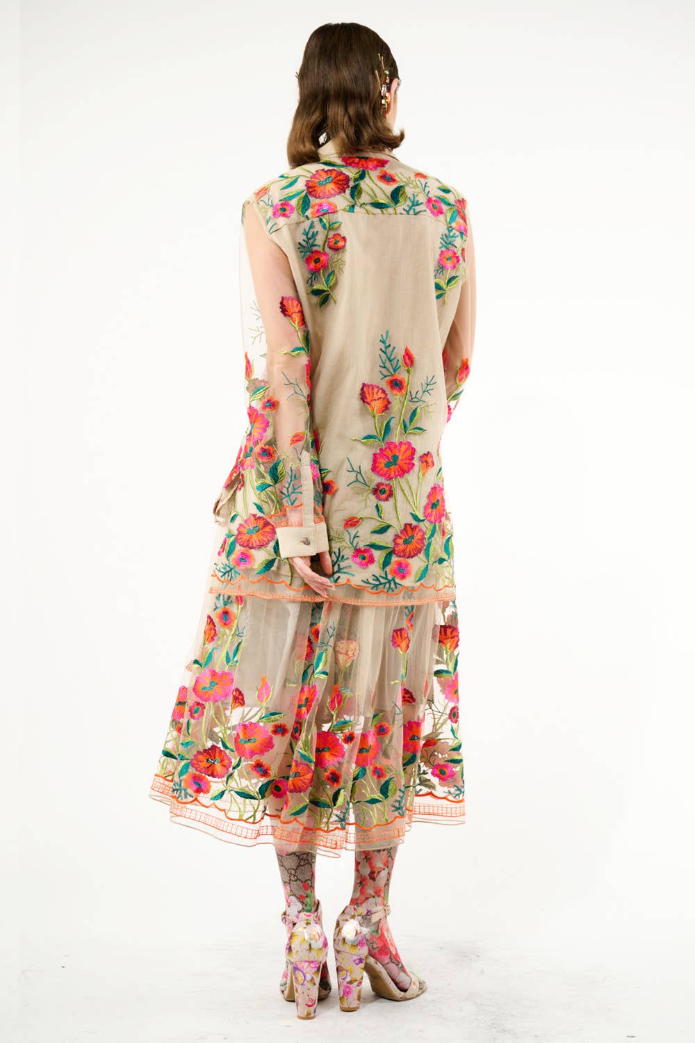 Aratta - Vintage Tulips Shirt: Denim Blue / M