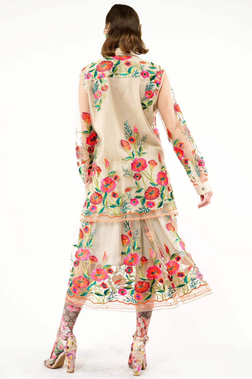 Aratta - Vintage Tulips Shirt: Denim Blue / S