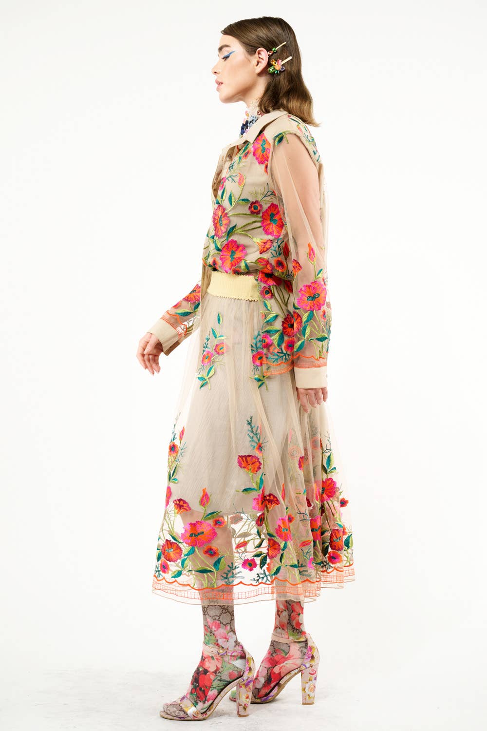 Aratta - Vintage Tulips Shirt: Denim Blue / M