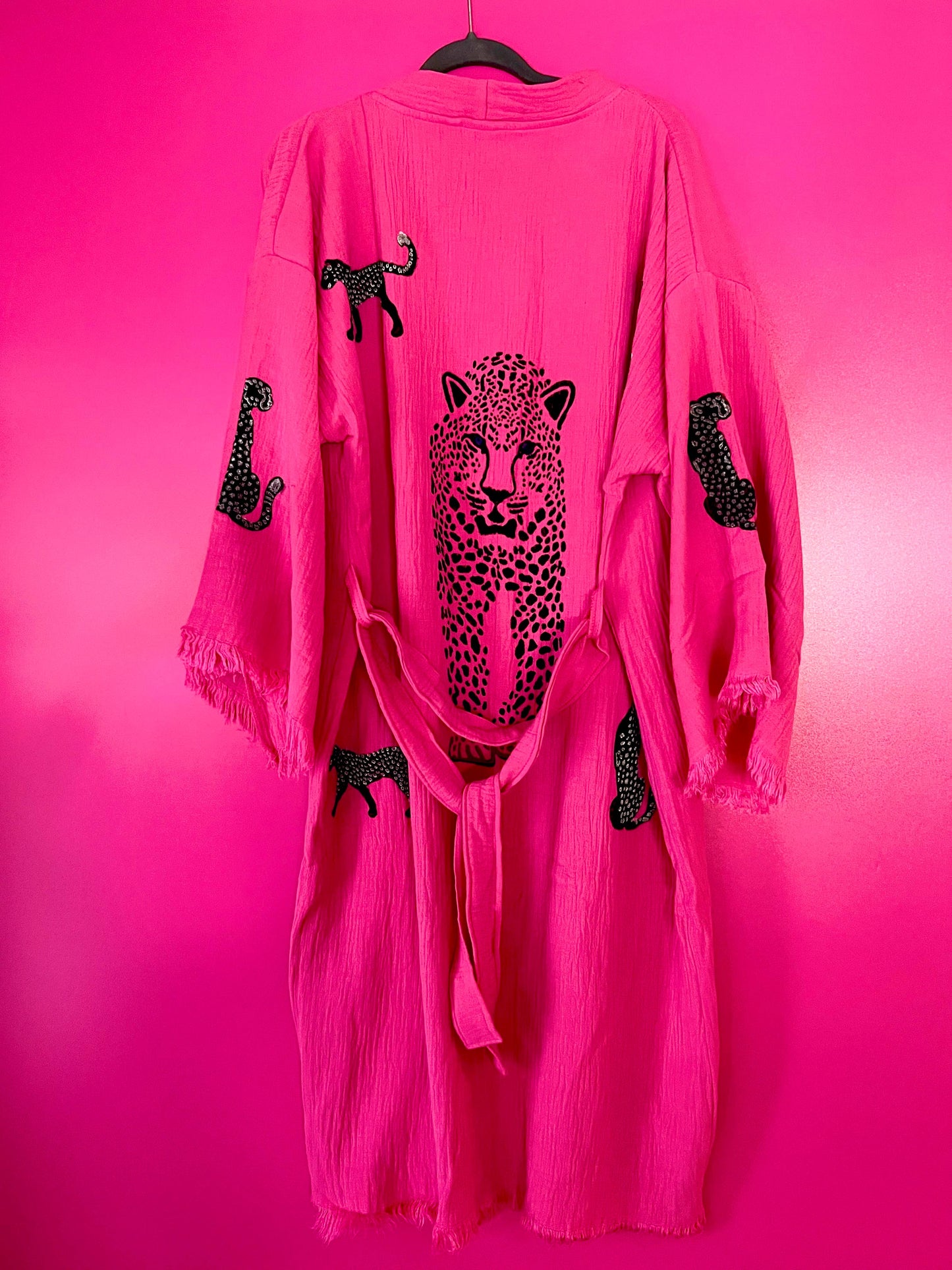 Pink Leopard Handpainted Kaftan