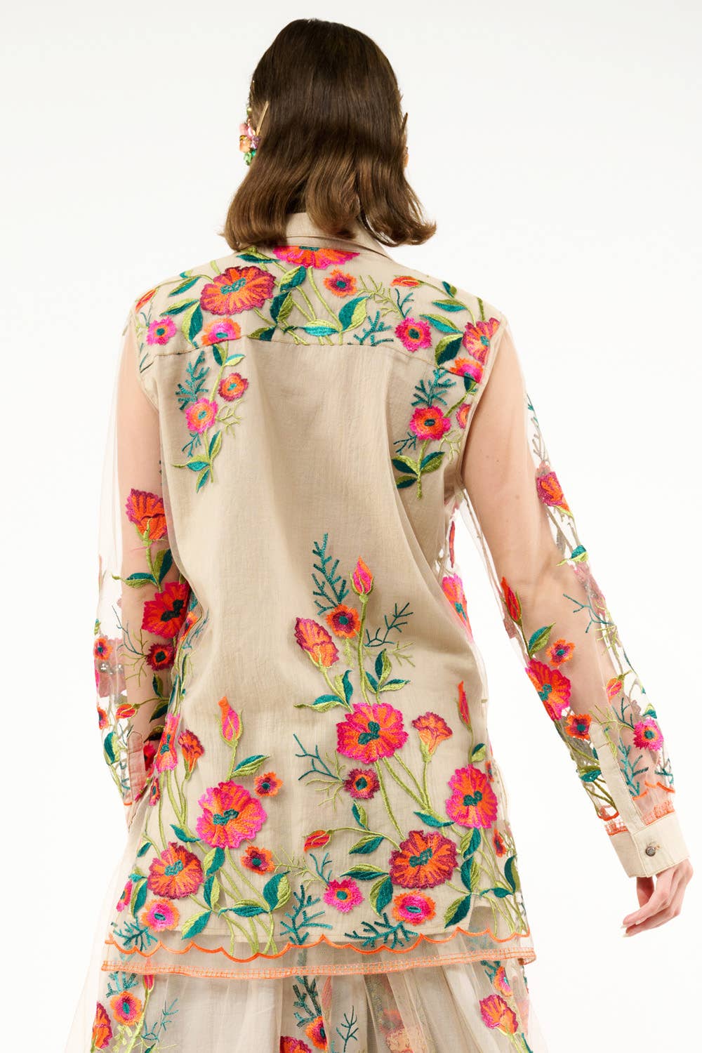 Aratta - Vintage Tulips Shirt: Denim Blue / M