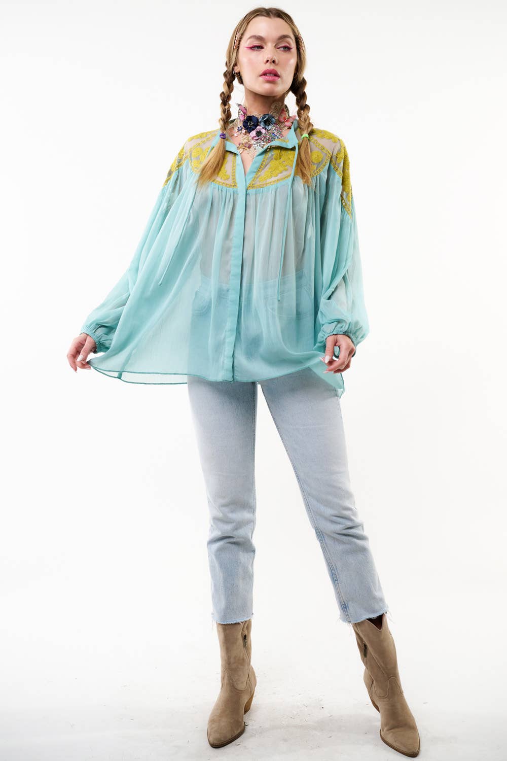 Aratta - Camellia Top / Blouse: Foggy Teal / M