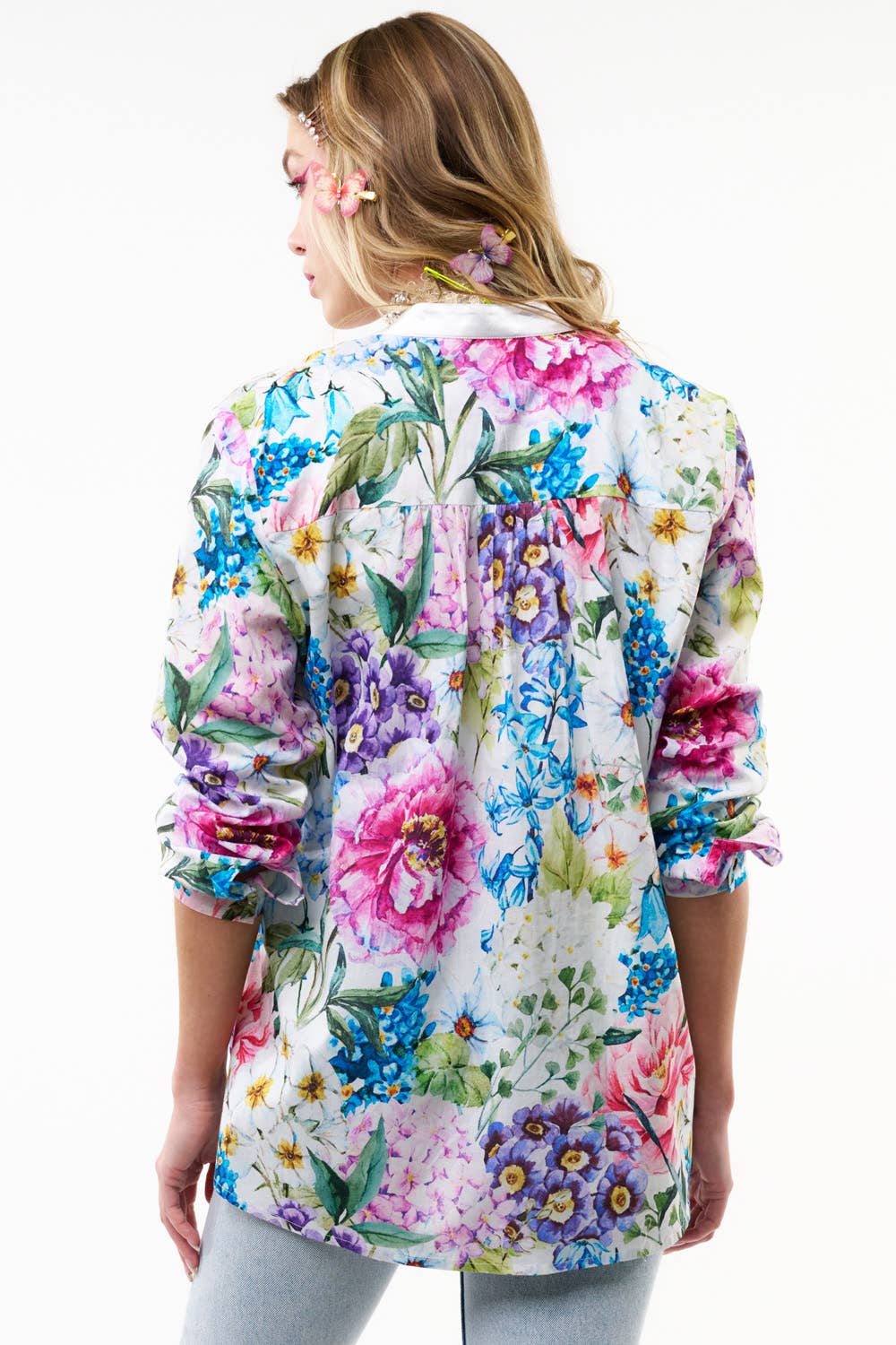 Aratta - Ibiza Embroidered Blouse / Top: White Floral / M