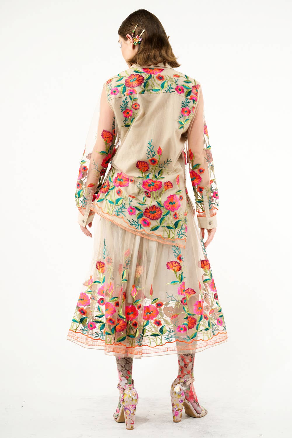 Aratta - Vintage Tulips Shirt: Denim Blue / S