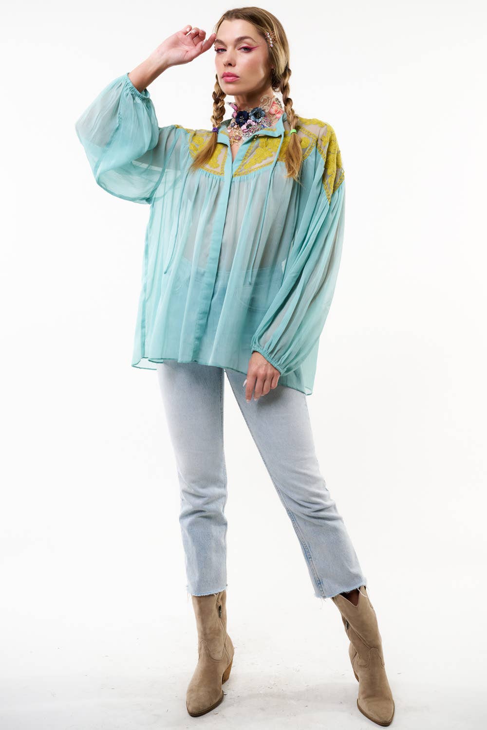 Aratta - Camellia Top / Blouse: Foggy Teal / M