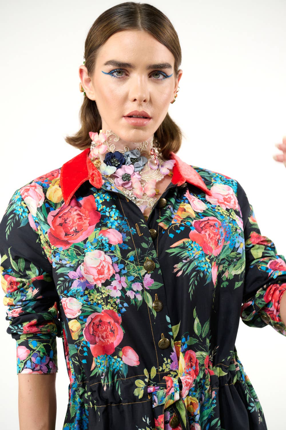 Aratta - Zinnia Shirt-Dress: Black Floral / M