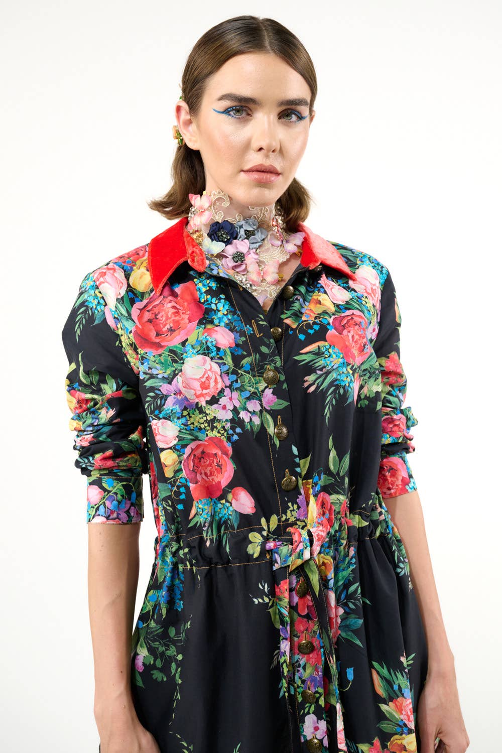 Aratta - Zinnia Shirt-Dress: Black Floral / M