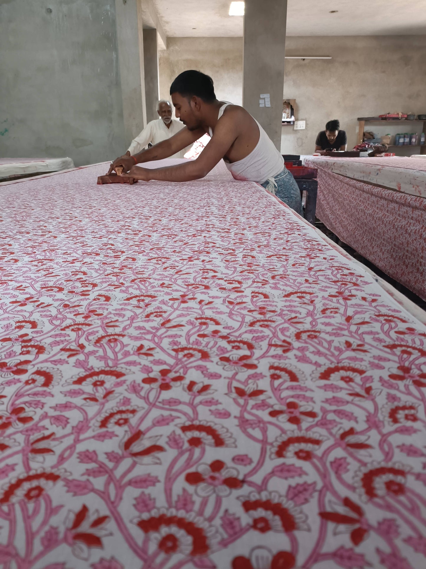 Vida Midi Dress Pink Block Printed by Dolma