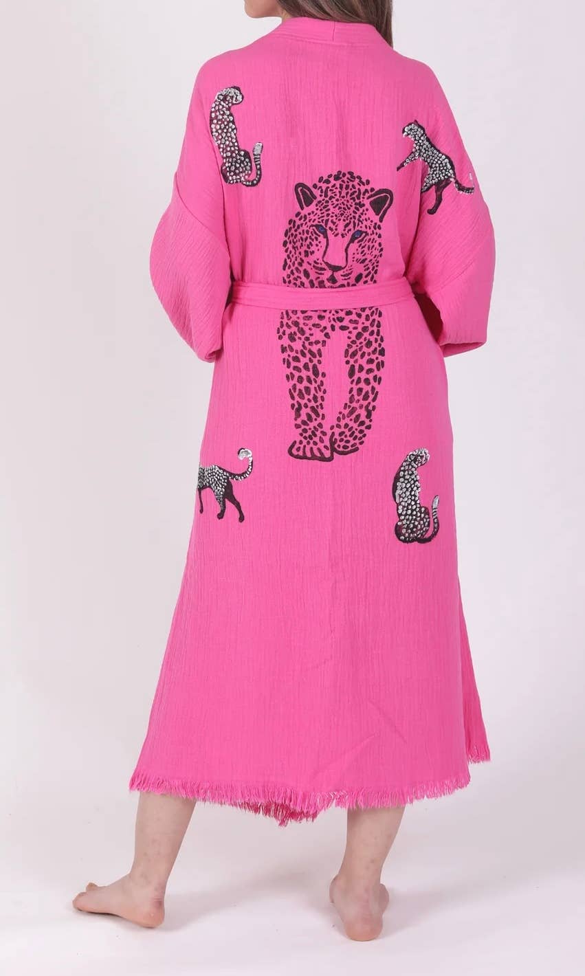 Pink Leopard Handpainted Kaftan