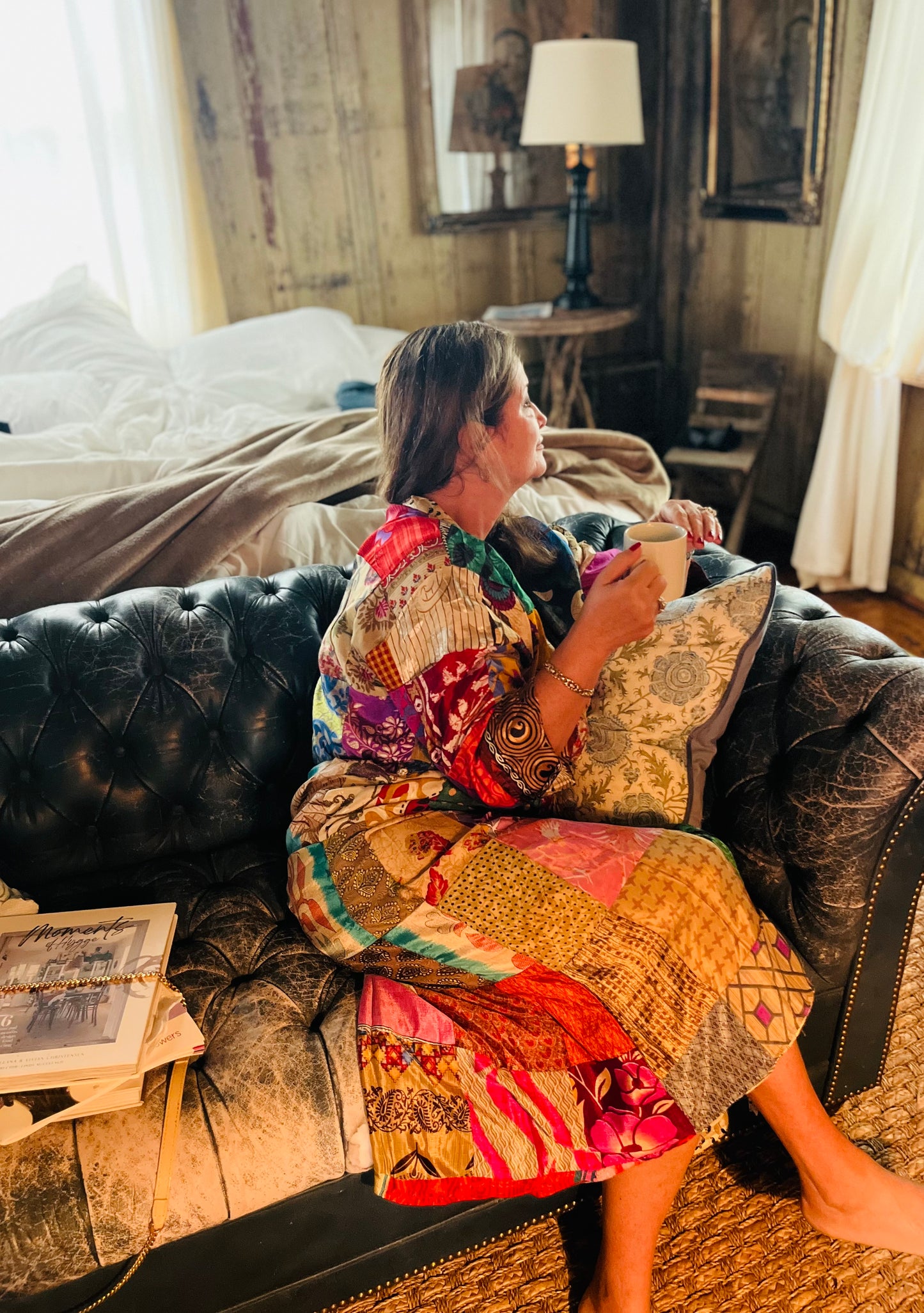 Silk Patchwork Kimono Robe