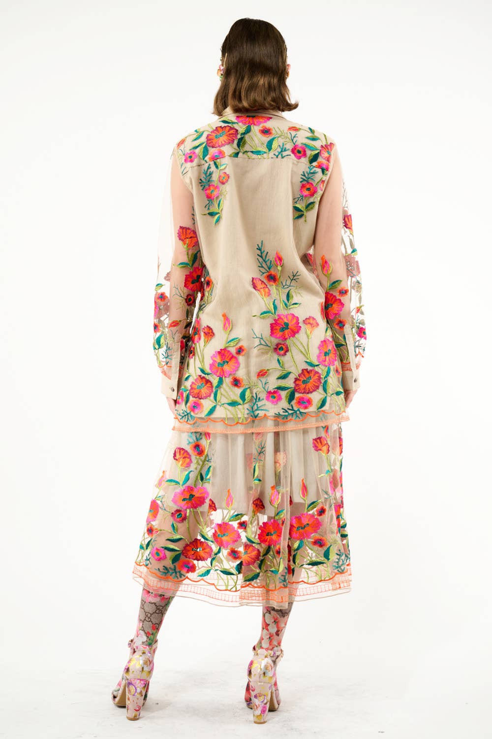 Aratta - Vintage Tulips Shirt: Denim Blue / S