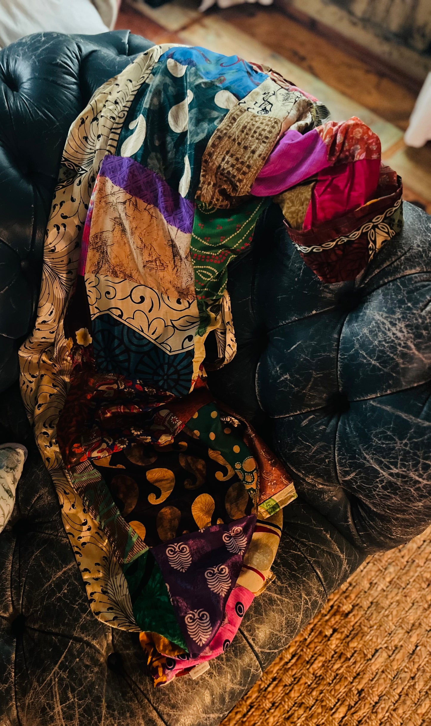 Silk Patchwork Kimono Robe