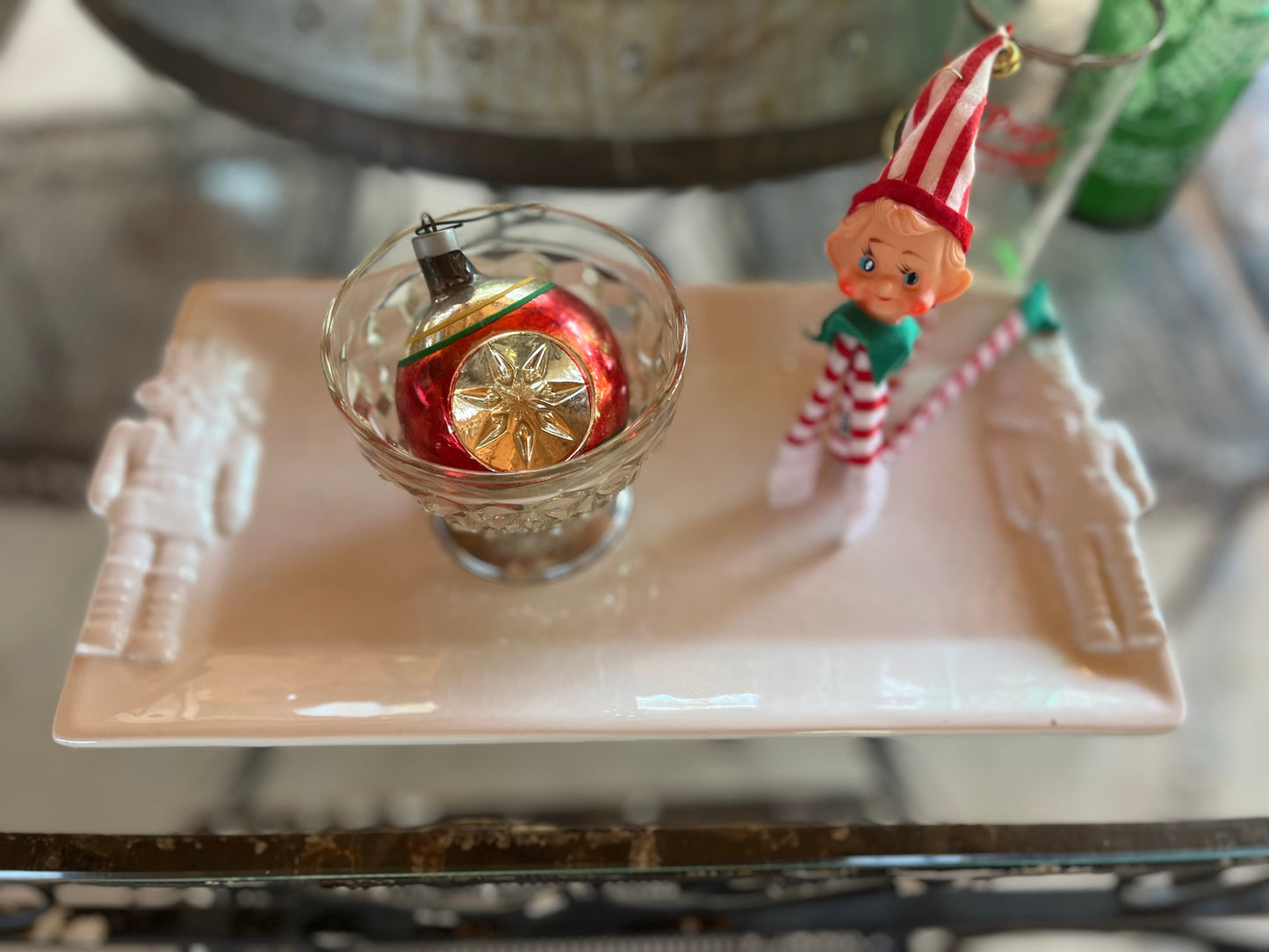 Nutcracker Embossed Rectangle Platter White