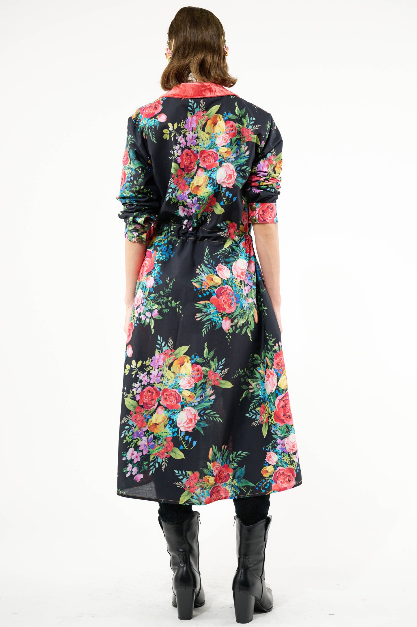 Aratta - Zinnia Shirt-Dress: Black Floral / M