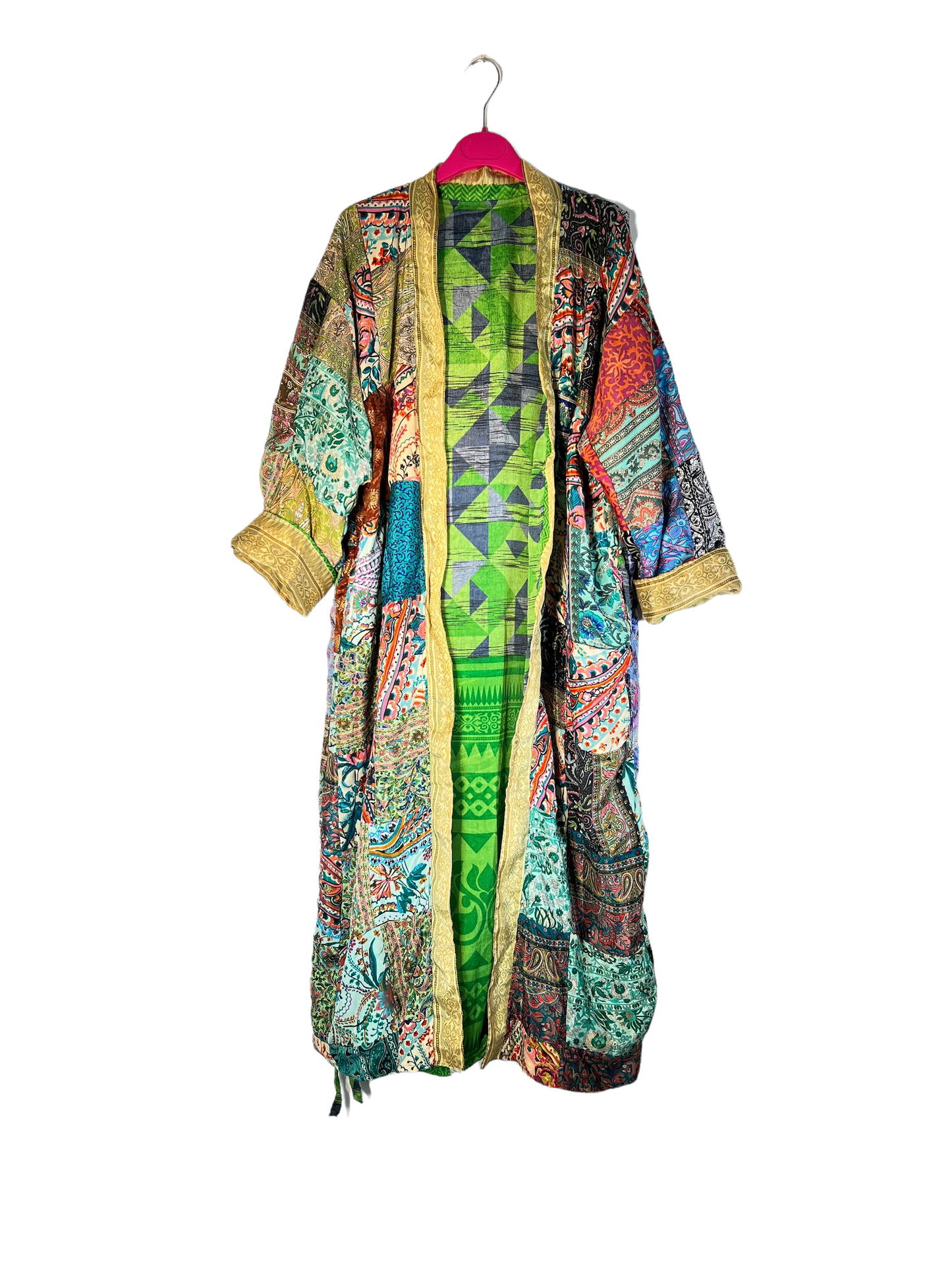 Silk Patchwork Kimono Robe