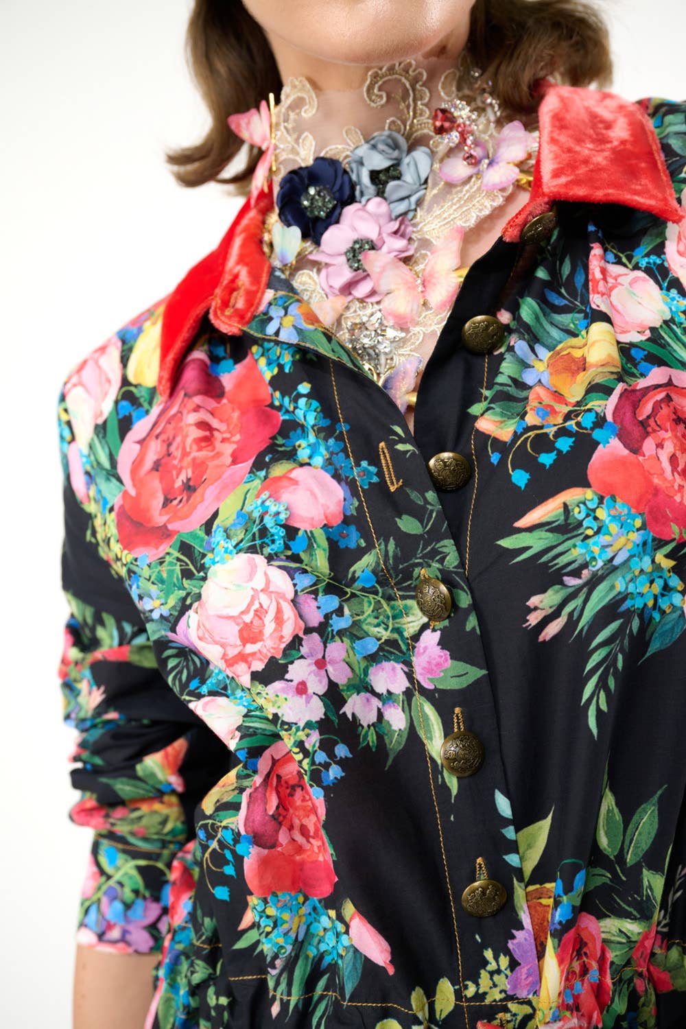 Aratta - Zinnia Shirt-Dress: Black Floral / M