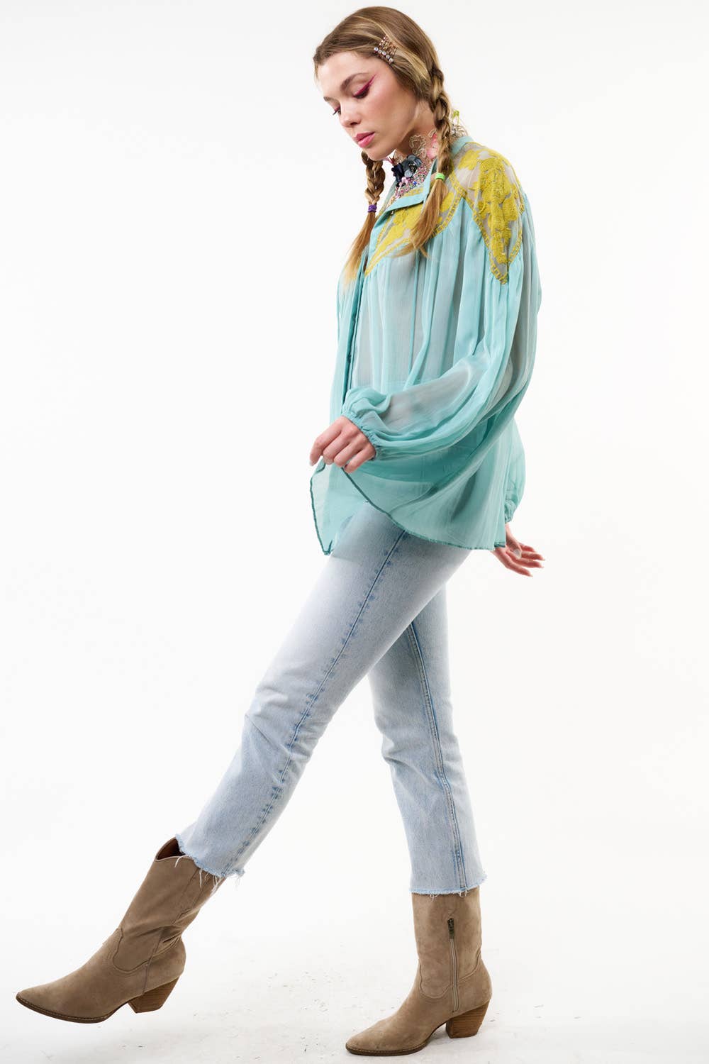 Aratta - Camellia Top / Blouse: Foggy Teal / S