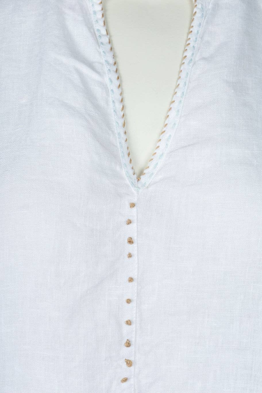 Dolma - French Knot Linen Top White: Medium / White