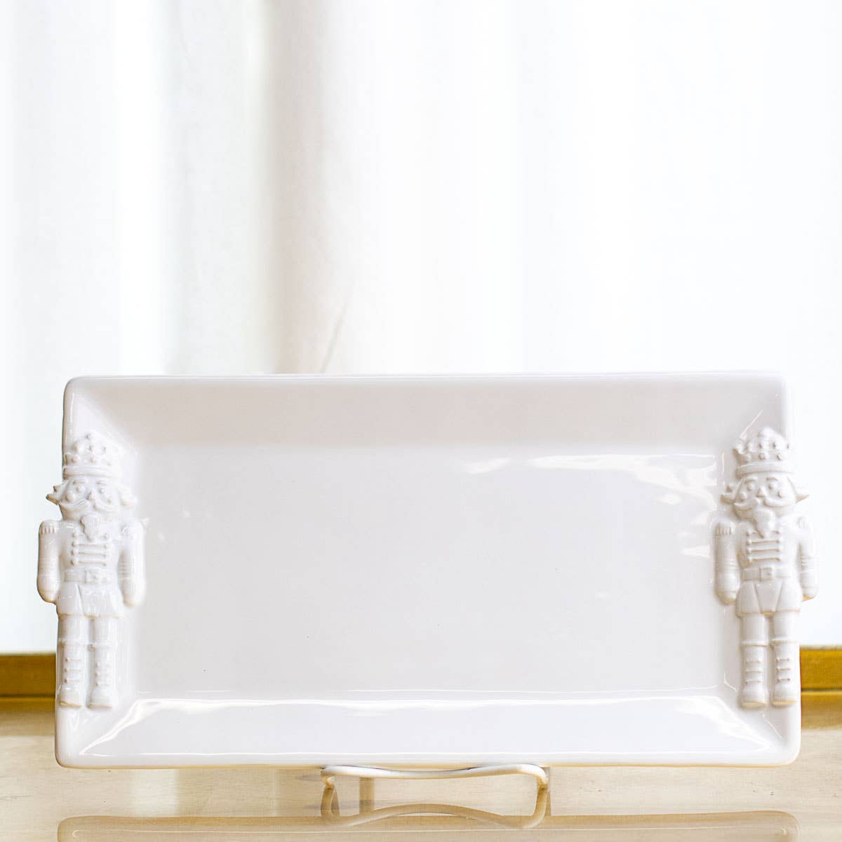 Nutcracker Embossed Rectangle Platter   White