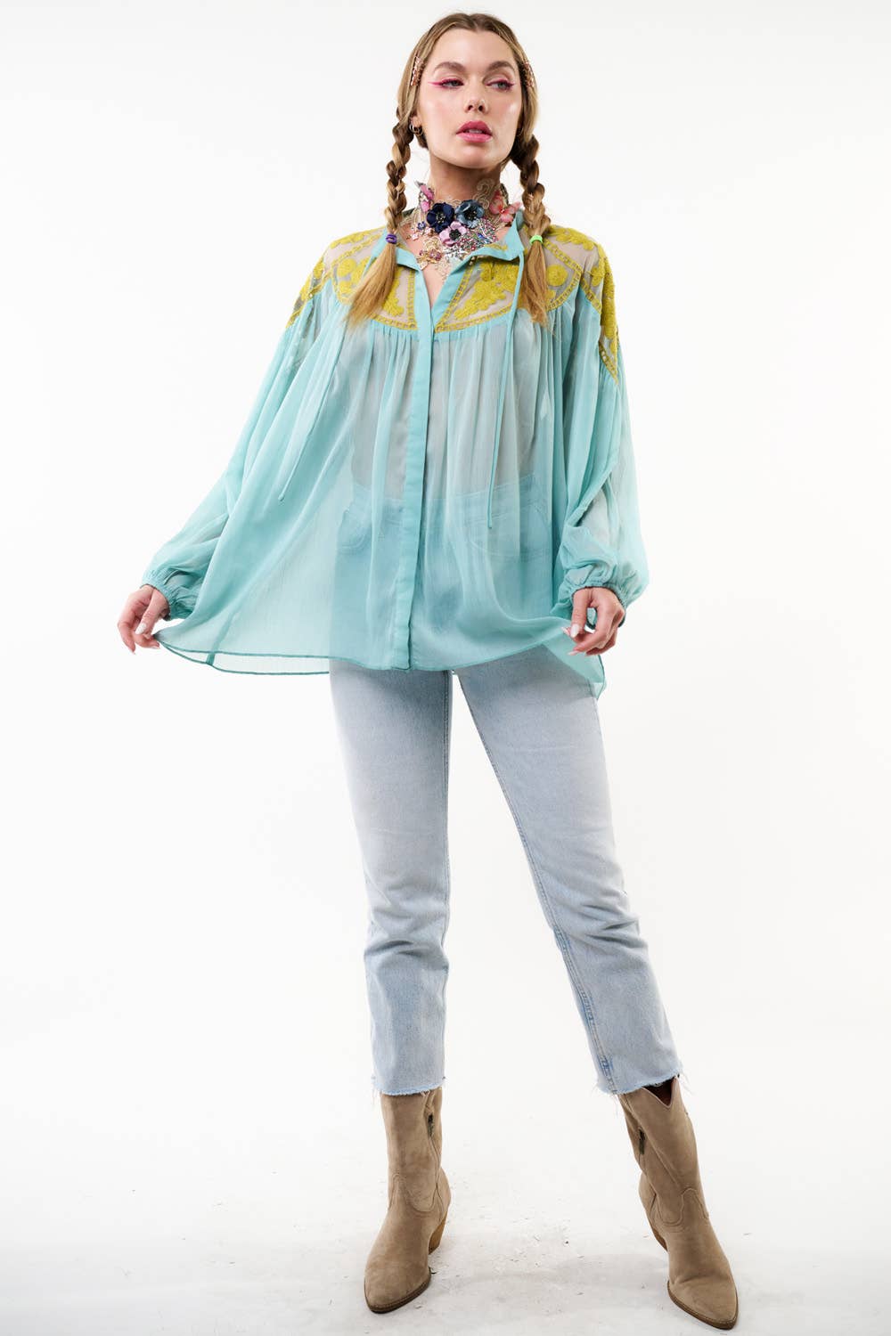 Aratta - Camellia Top / Blouse: Foggy Teal / S