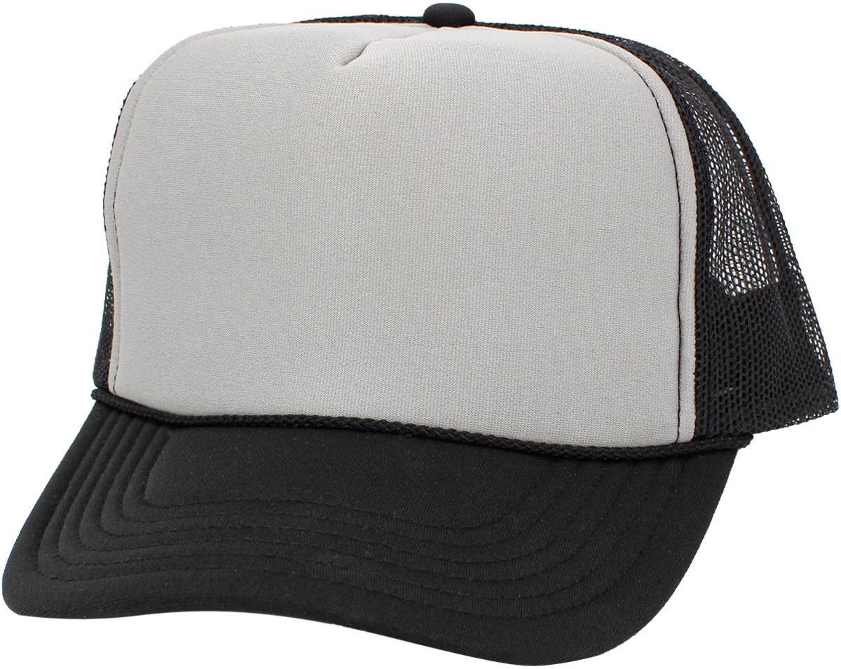 KBETHOS - Classic Foam Front Trucker Hat: Black-White