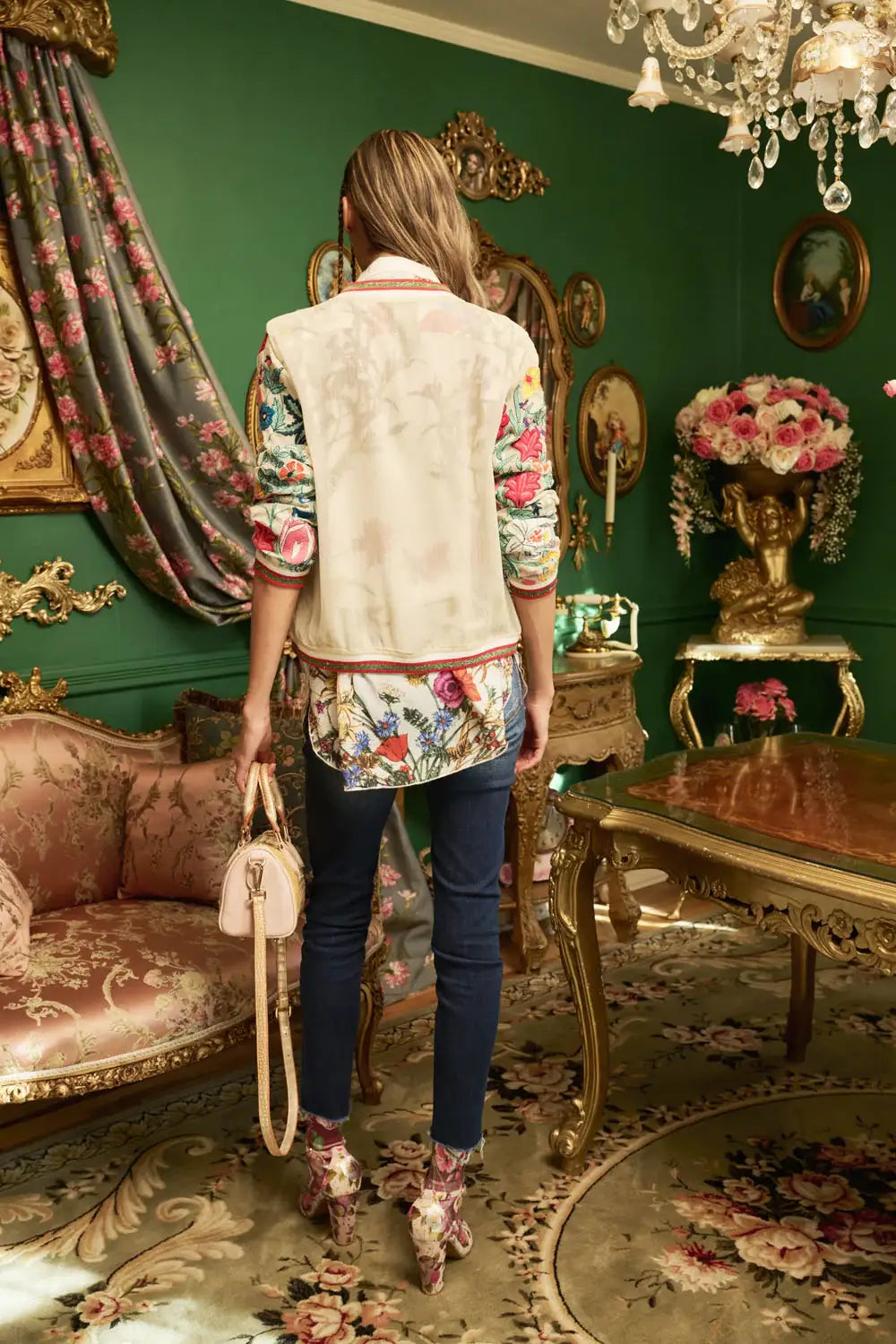 Aratta - Bellezza Embroidered Jacket: L / Ivory Floral