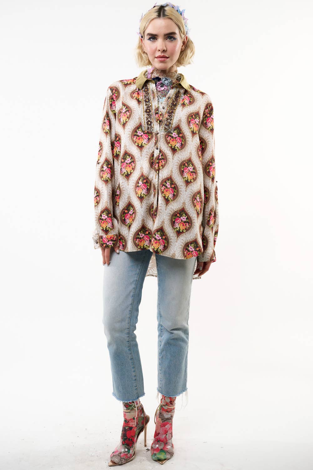 Aratta - Serenity Shirt: Espresso Floral / L