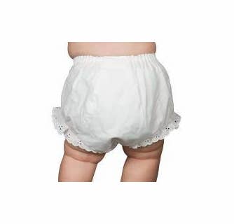 Zsa Zsa & LoLLi Monogram Blanks - Diaper Cover Eyelet Panty, Double Seated (Pk of 4): White Eyelet Trim / 6-9 mos