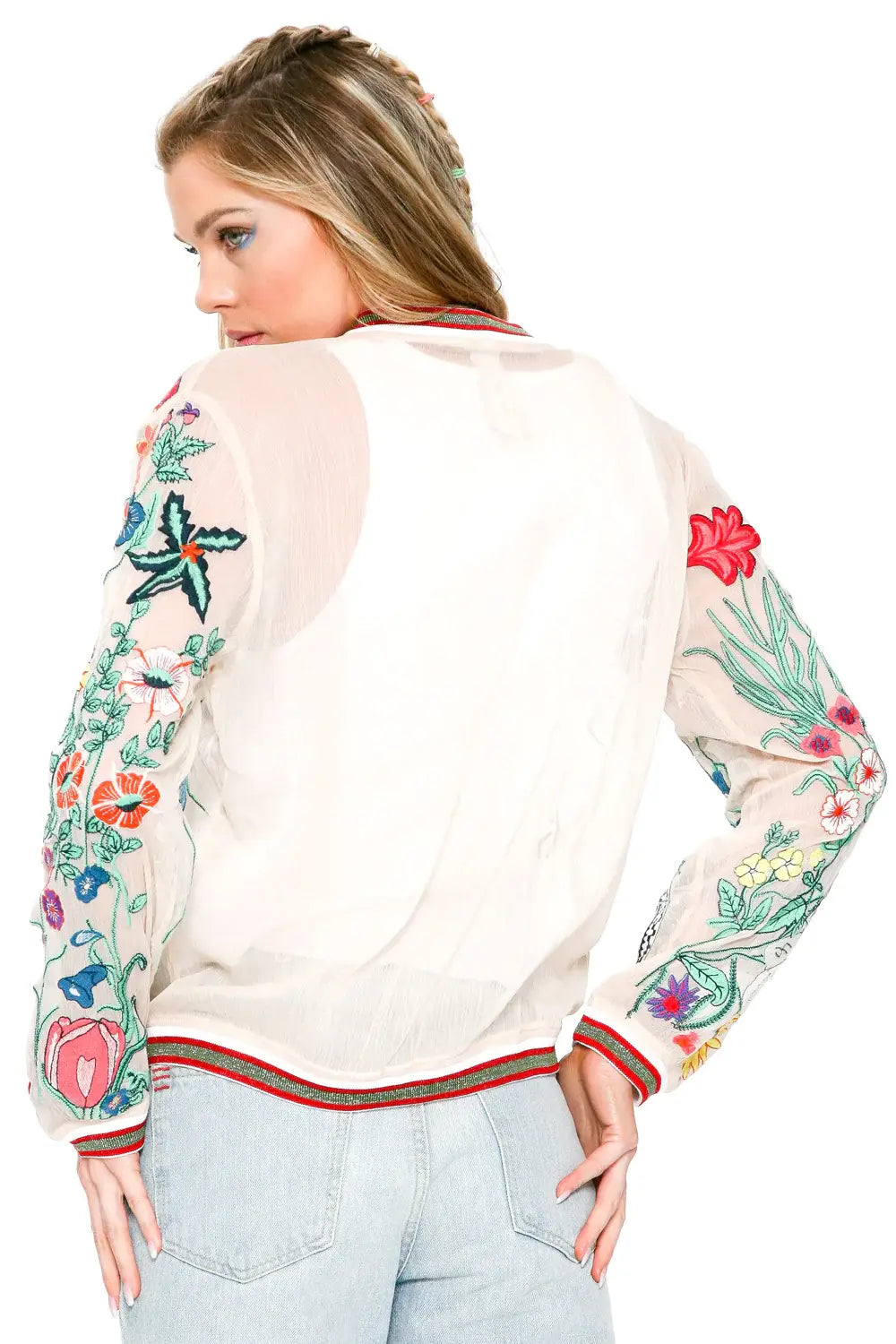 Aratta - Bellezza Embroidered Jacket: L / Ivory Floral