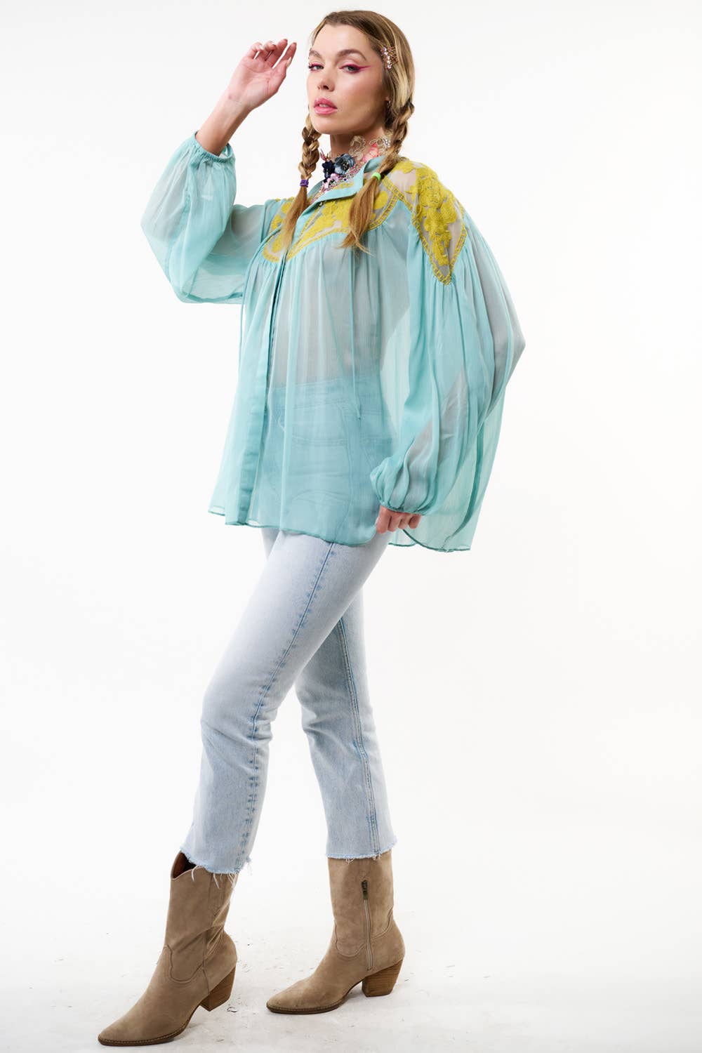 Aratta - Camellia Top / Blouse: Foggy Teal / S