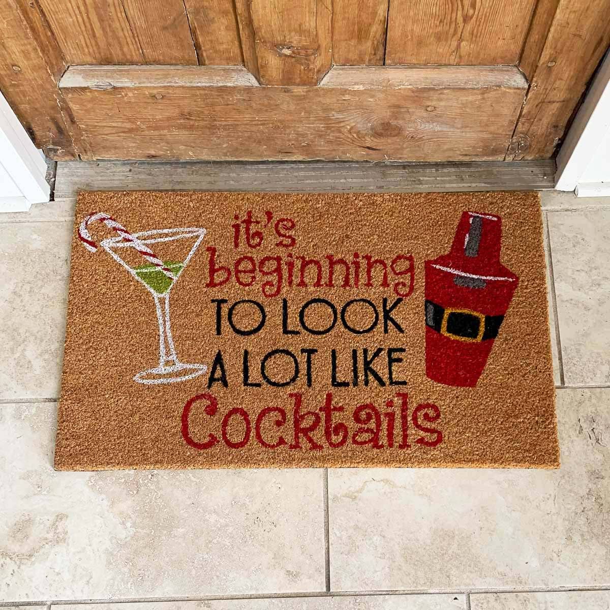 The Royal Standard - Look Like Cocktails Coir Doormat   Natural/Red/Black   30x18