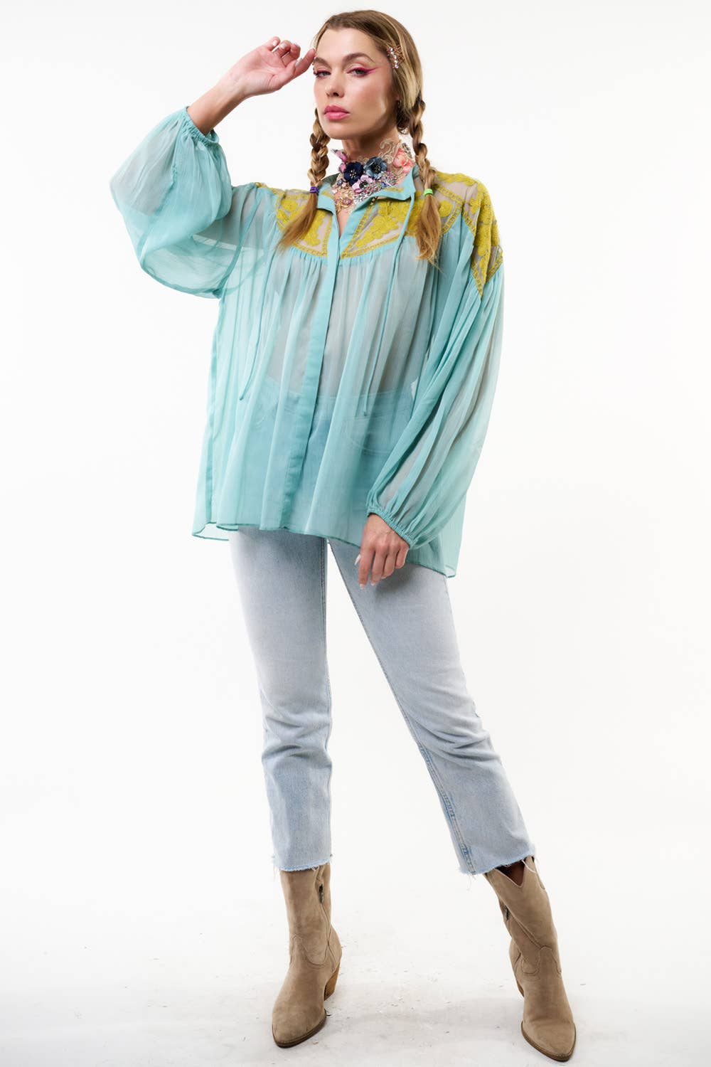 Aratta - Camellia Top / Blouse: Foggy Teal / S