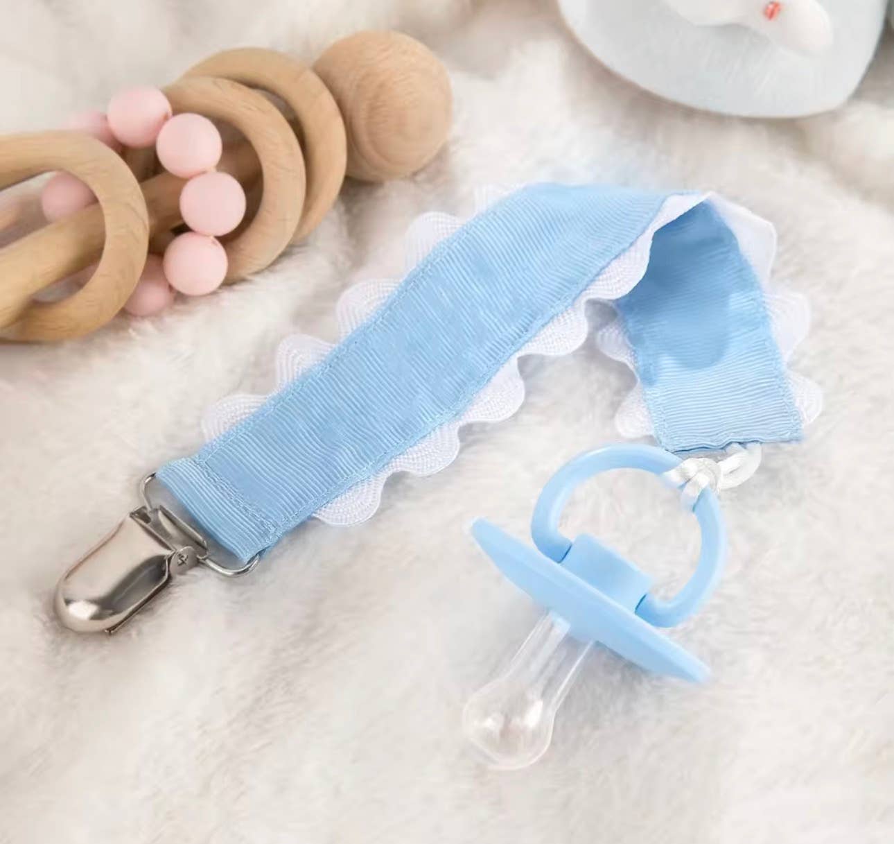 Zsa Zsa & LoLLi Monogram Blanks - Pacifier Clip, Monogram-able Assorted Colors: Pearl Pink