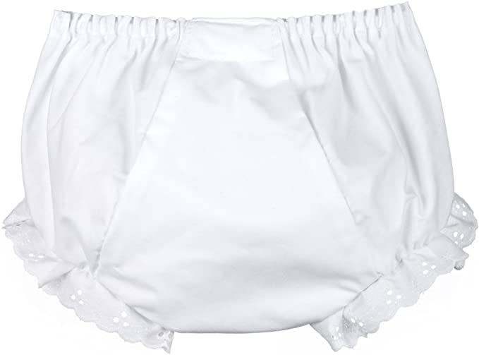 Zsa Zsa & LoLLi Monogram Blanks - Diaper Cover Eyelet Panty, Double Seated (Pk of 4): White Eyelet Trim / 6-9 mos