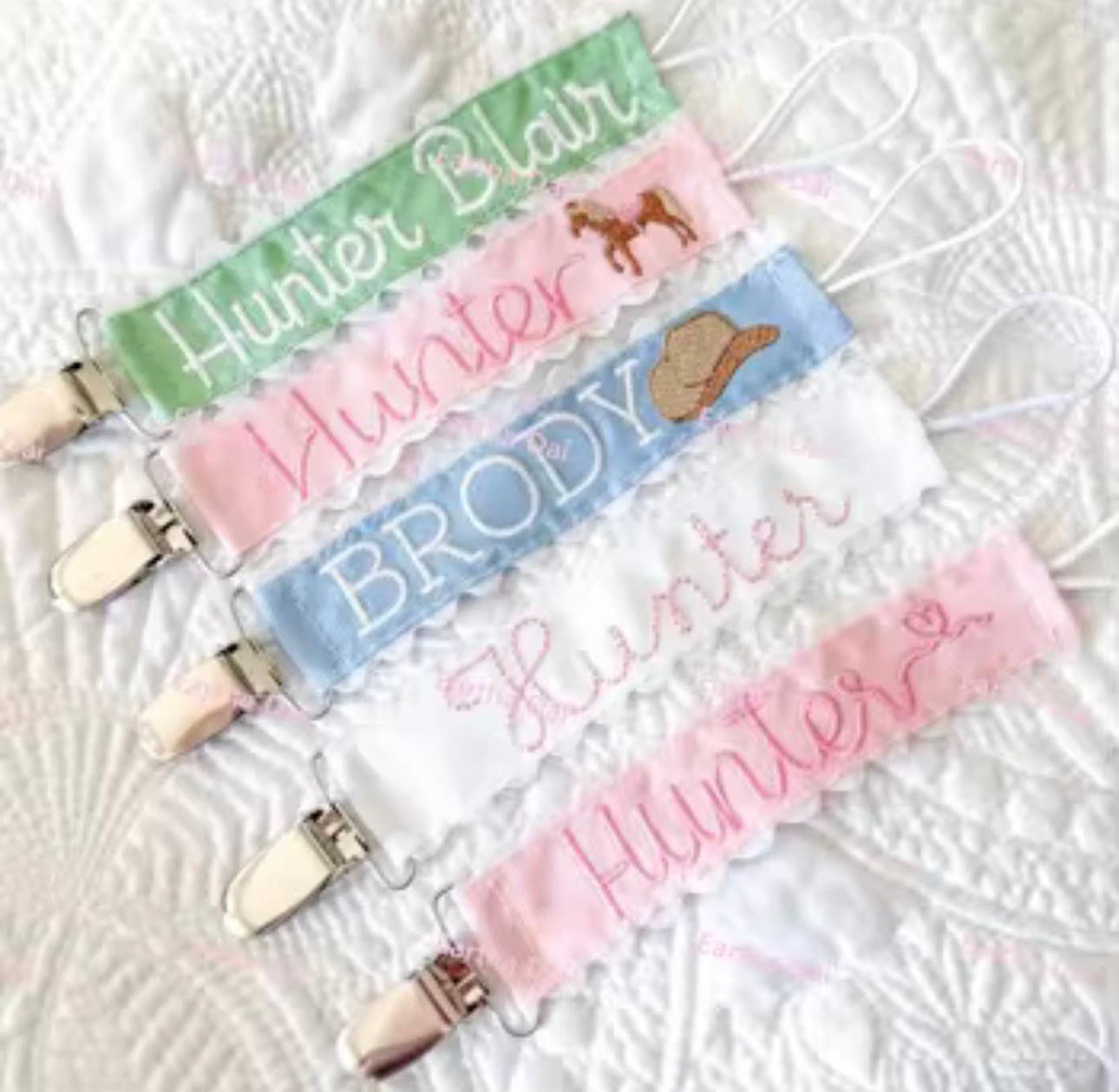 Zsa Zsa & LoLLi Monogram Blanks - Pacifier Clip, Monogram-able Assorted Colors: Pearl Pink