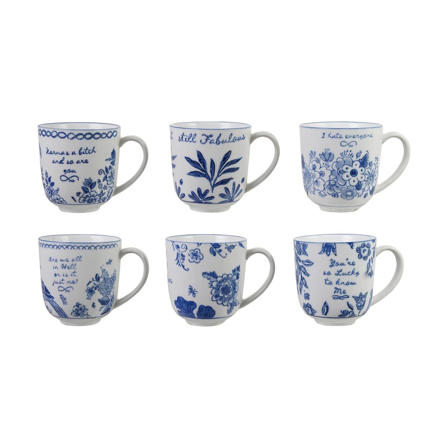 Hazel Mazel - Stoneware Mug W Saying, Blue & White