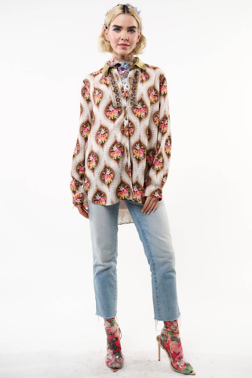 Aratta - Serenity Shirt: Espresso Floral / L