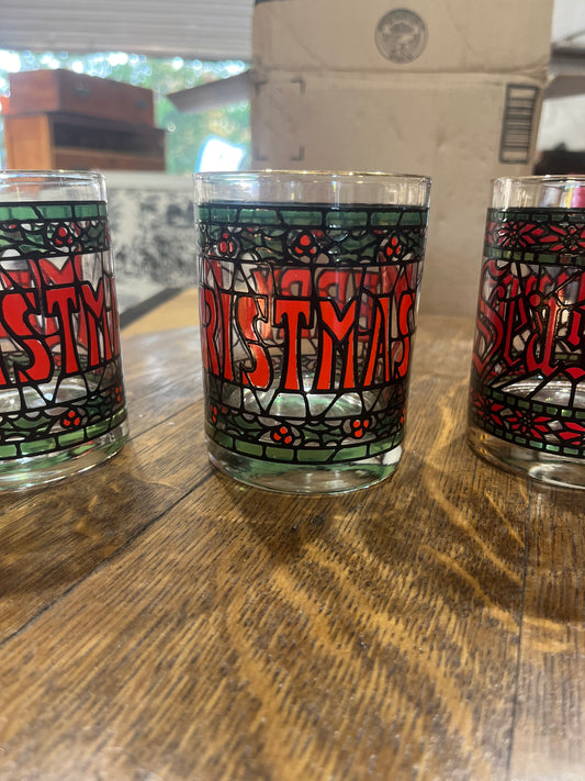 Set of Four Merry Christmas Glasses by Houzz