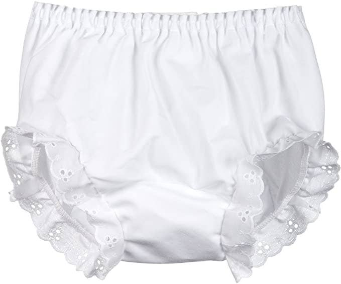 Zsa Zsa & LoLLi Monogram Blanks - Diaper Cover Eyelet Panty, Double Seated (Pk of 4): White Eyelet Trim / 6-9 mos