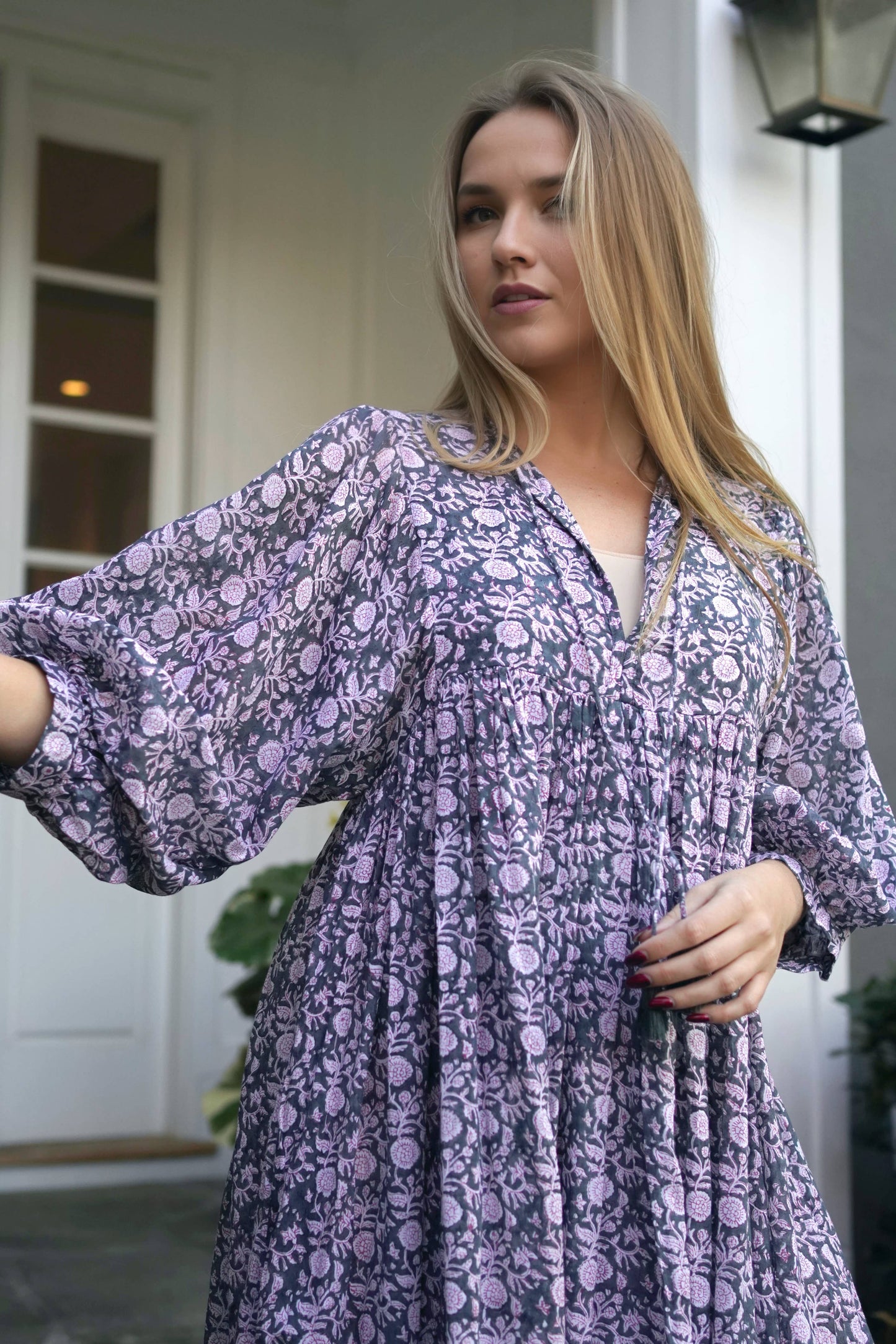 Dolma - Mylah Midi Dress Block Printed  Grey : Dk grey (But States Olive on Package) / Medium