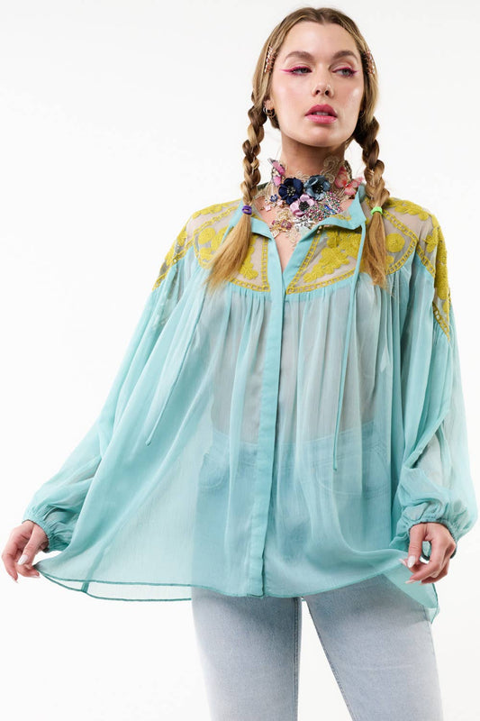 Aratta - Camellia Top / Blouse: Foggy Teal / M