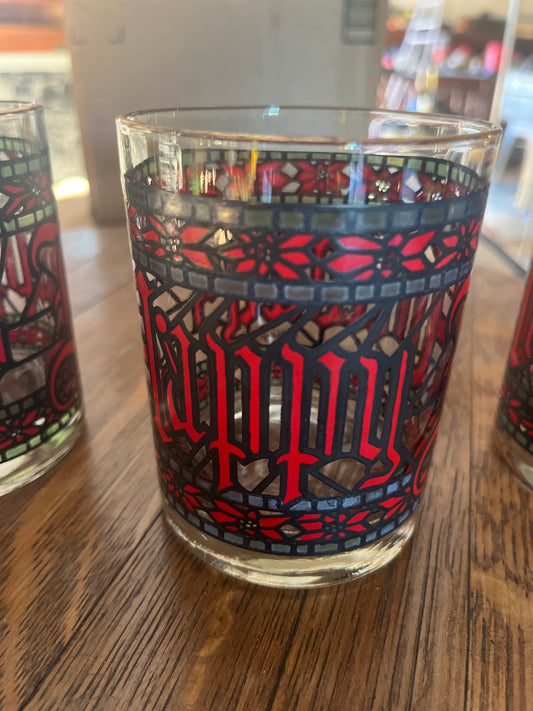 Set of Four Happy Holidays Glasses by Houzz