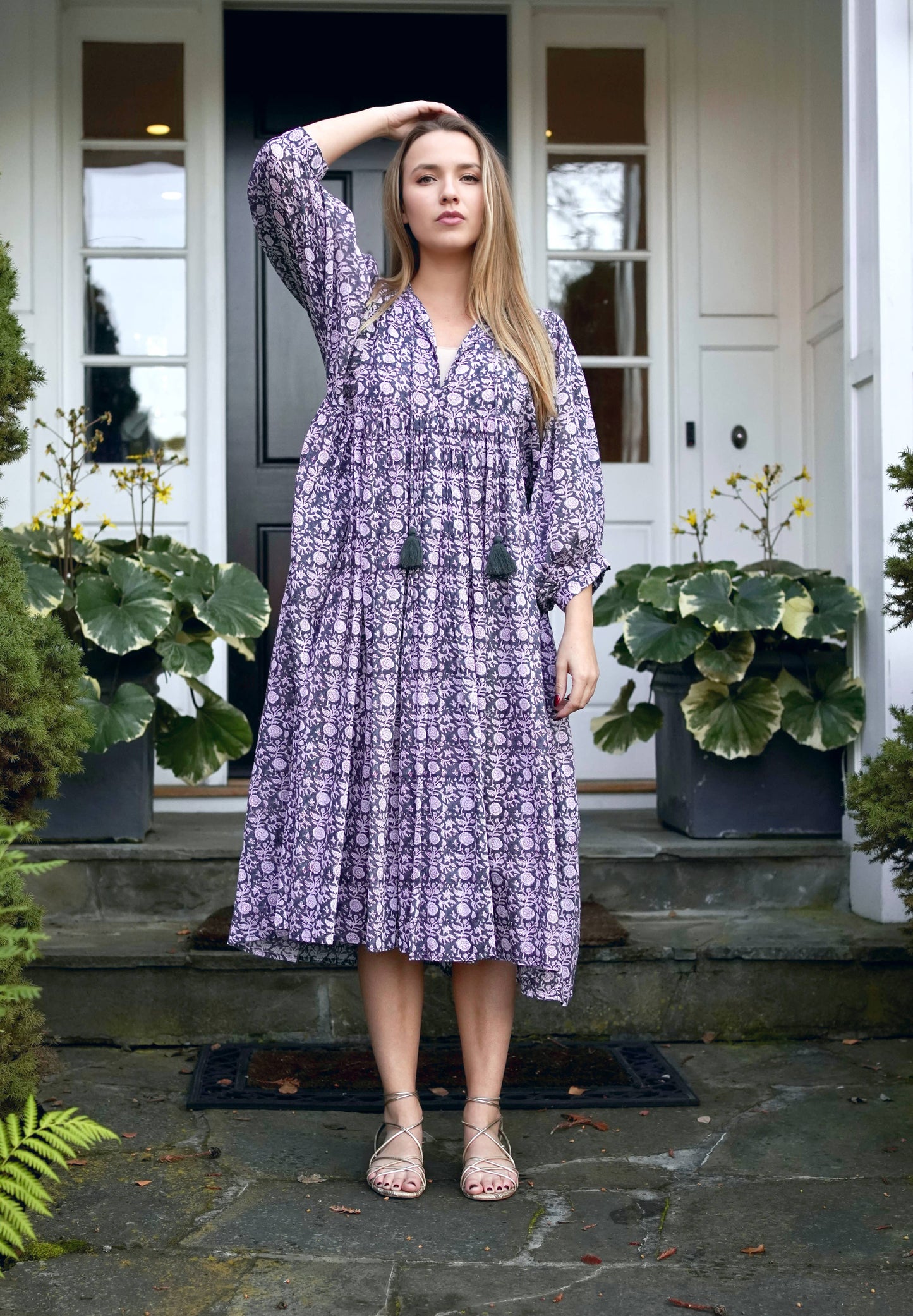 Dolma - Mylah Midi Dress Block Printed  Grey : Dk grey (But States Olive on Package) / Medium