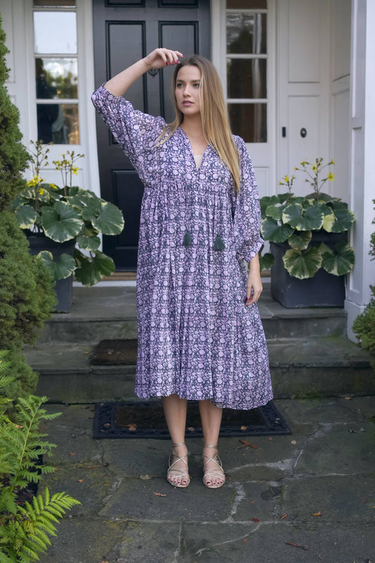Dolma - Mylah Midi Dress Block Printed  Grey : Dk grey (But States Olive on Package) / Medium