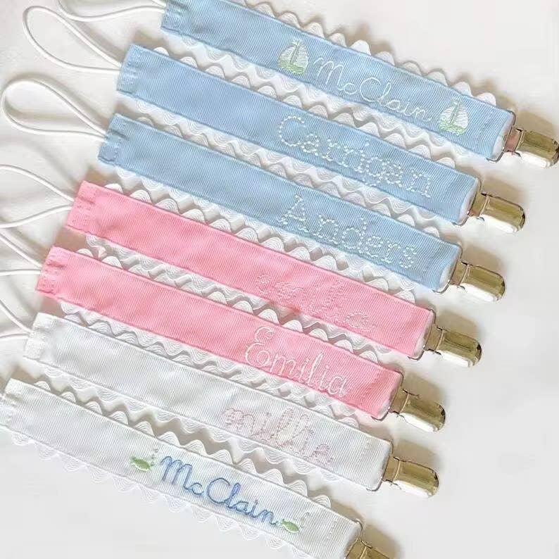 Zsa Zsa & LoLLi Monogram Blanks - Pacifier Clip, Monogram-able Assorted Colors: Pearl Pink