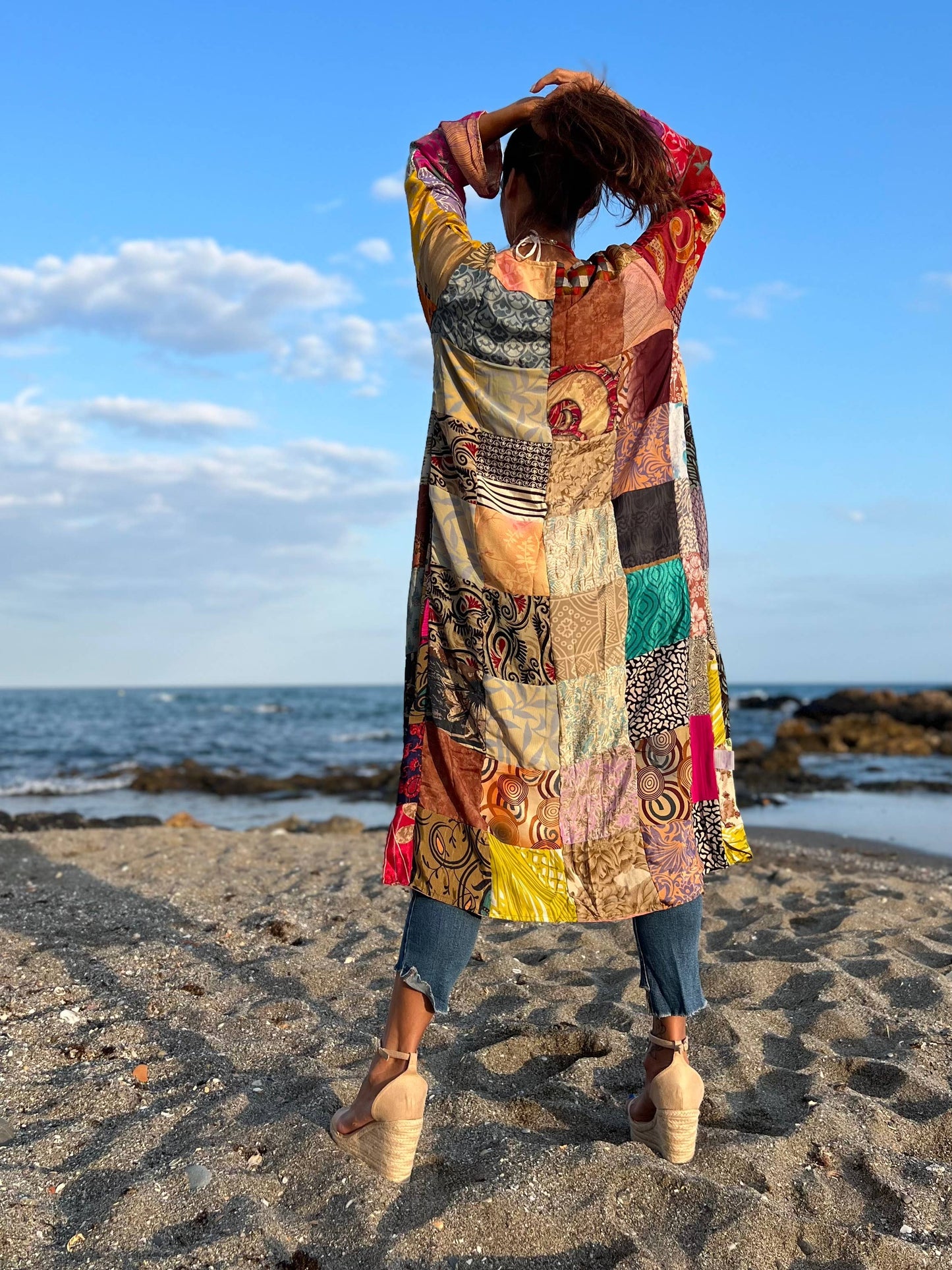 Silk Patchwork Kimono  Robe