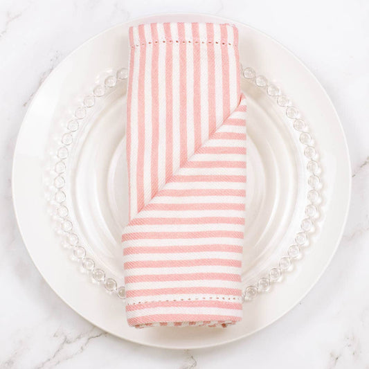 The Royal Standard - Madison Stripe Napkin    Pink/White   18x18