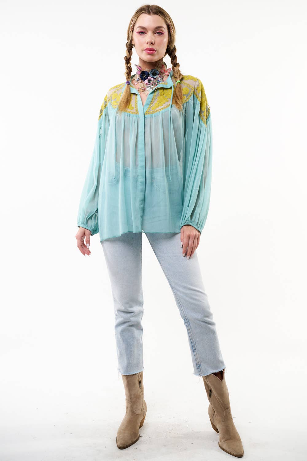 Aratta - Camellia Top / Blouse: Foggy Teal / L