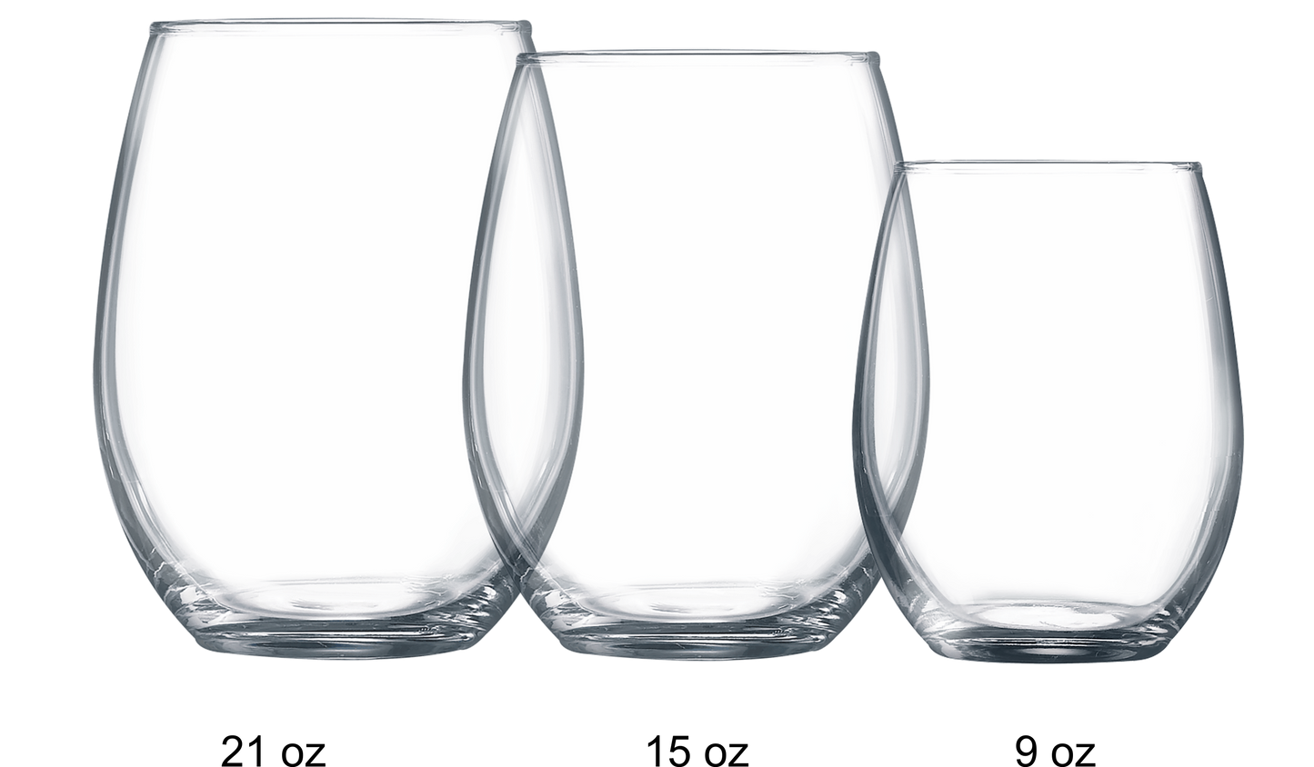 9th Letter Press - Custom Engraved 15 oz Stemless Wine Glass
