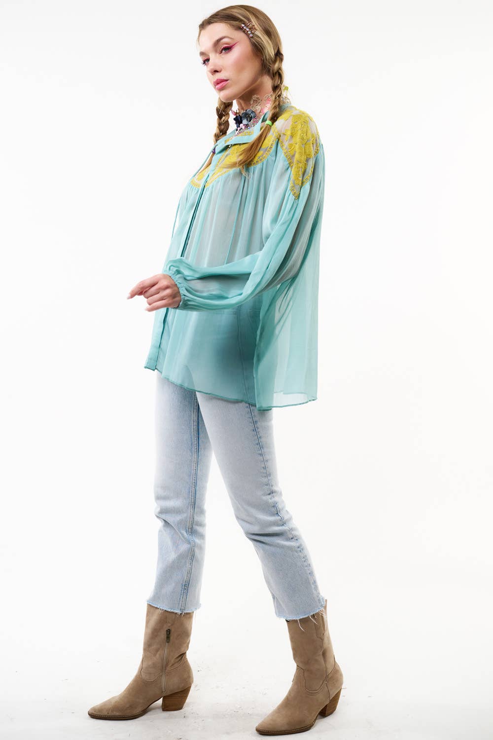 Aratta - Camellia Top / Blouse: Foggy Teal / S